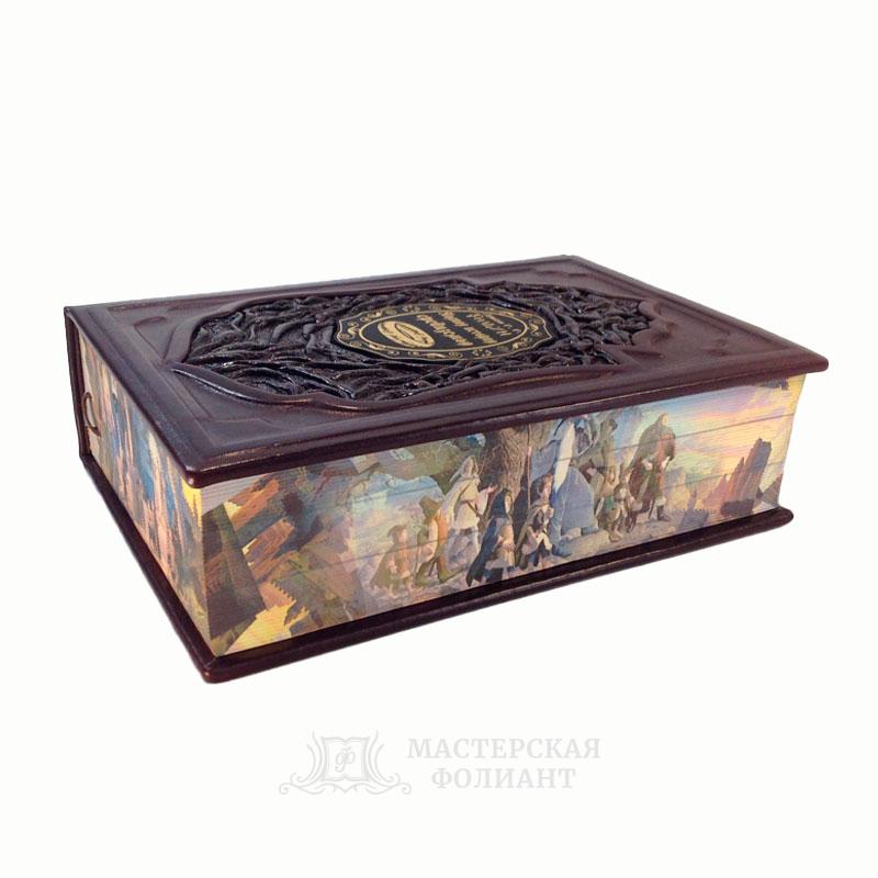 Полная история Средиземья в кожаном переплете ручной работы с расписным трехсторонним обрезом Полная история Средиземья в кожаном переплете ручной работы с расписным трехсторонним обрезом